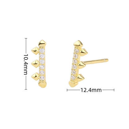 1 Pair Simple Style Geometric Sterling Silver Inlay Zircon White Gold Plated Gold Plated Ear Studs