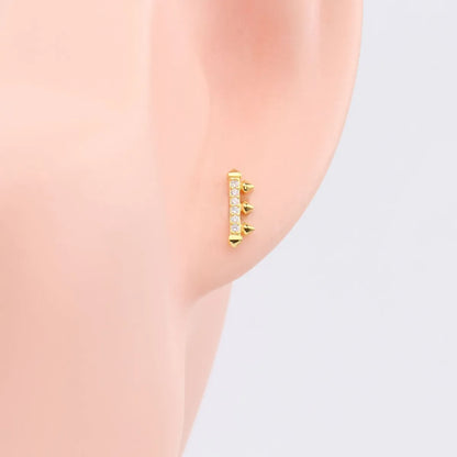 1 Pair Simple Style Geometric Sterling Silver Inlay Zircon White Gold Plated Gold Plated Ear Studs