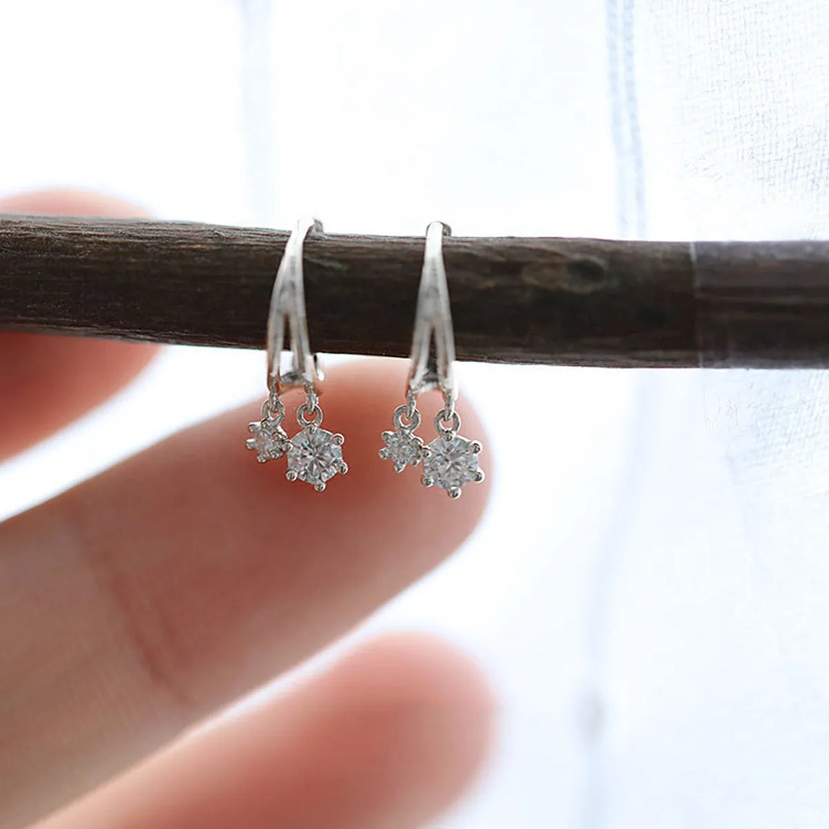 1 Pair Simple Style Geometric Sterling Silver Plating Inlay Zircon Earrings