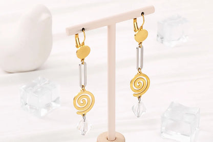 1 Pair Simple Style Geometric Titanium Steel 18k Gold Plated Drop Earrings