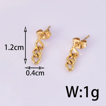 1 Pair Simple Style Geometric Titanium Steel 18K Gold Plated Drop Earrings