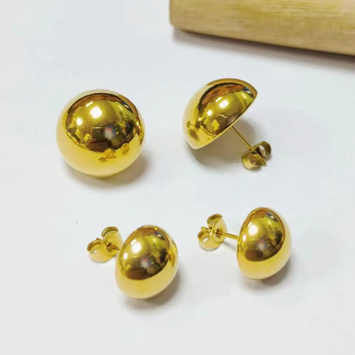 1 Pair Simple Style Geometric Titanium Steel Plating 18k Gold Plated Ear Studs