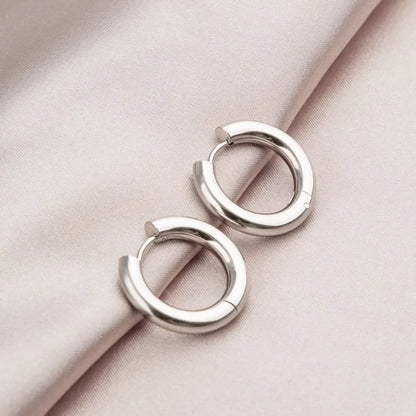 1 Pair Simple Style Geometric Plating Titanium Steel Hoop Earrings