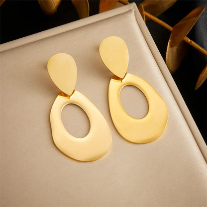 1 Pair Simple Style Geometric Water Droplets 304 Stainless Steel 18K Gold Plated Drop Earrings