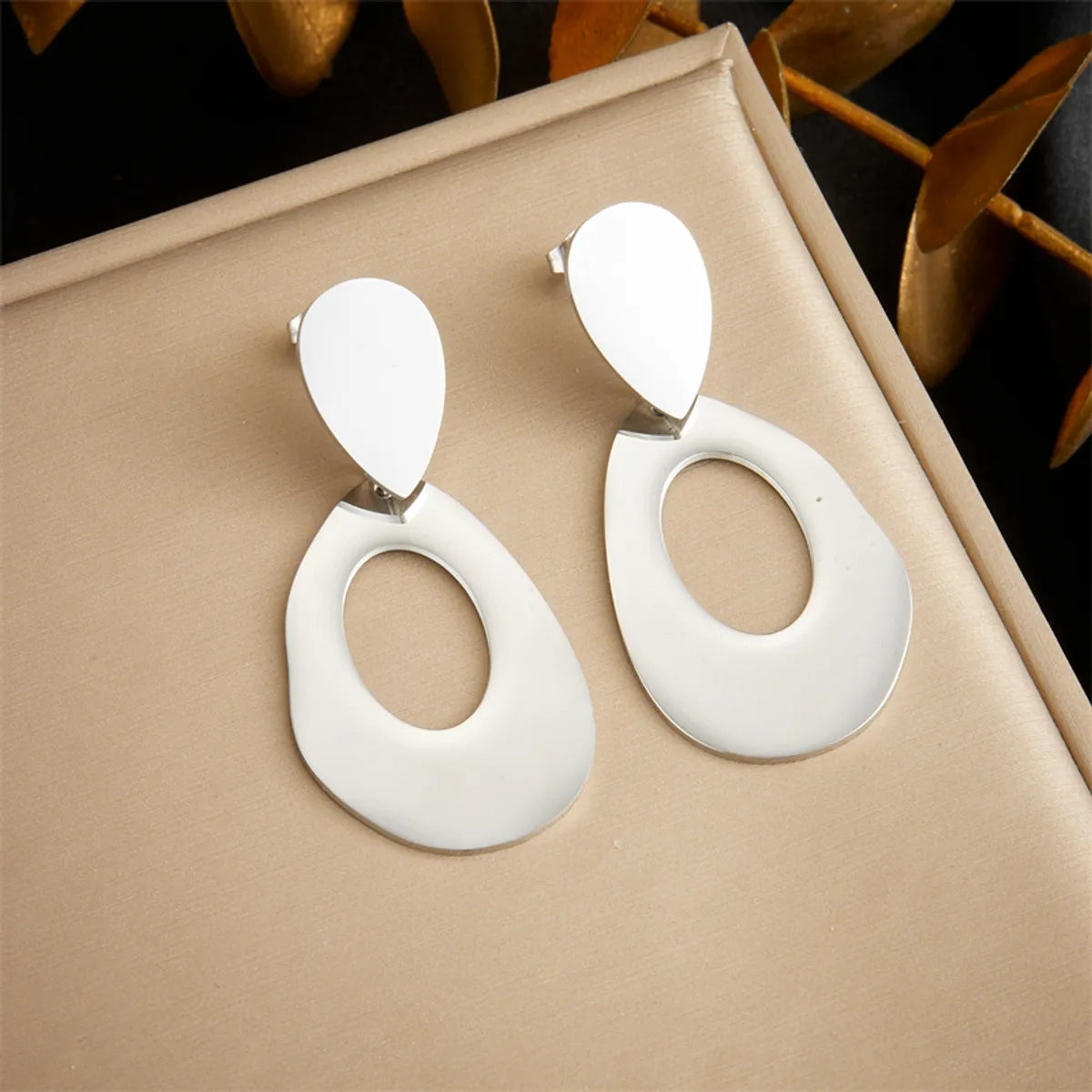 1 Pair Simple Style Geometric Water Droplets 304 Stainless Steel 18K Gold Plated Drop Earrings