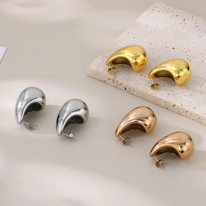 1 Pair Simple Style Geometric Water Droplets Hollow Out 304 Stainless Steel 18K Gold Plated Ear Studs