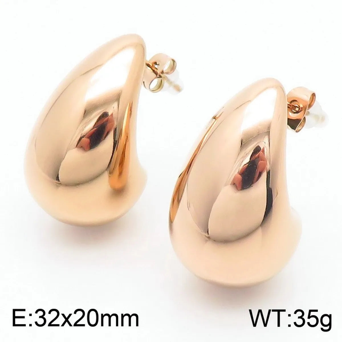 1 Pair Simple Style Geometric Water Droplets Hollow Out 304 Stainless Steel 18K Gold Plated Ear Studs