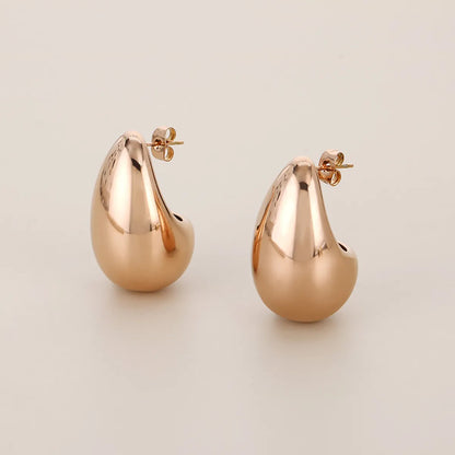 1 Pair Simple Style Geometric Water Droplets Hollow Out 304 Stainless Steel 18K Gold Plated Ear Studs