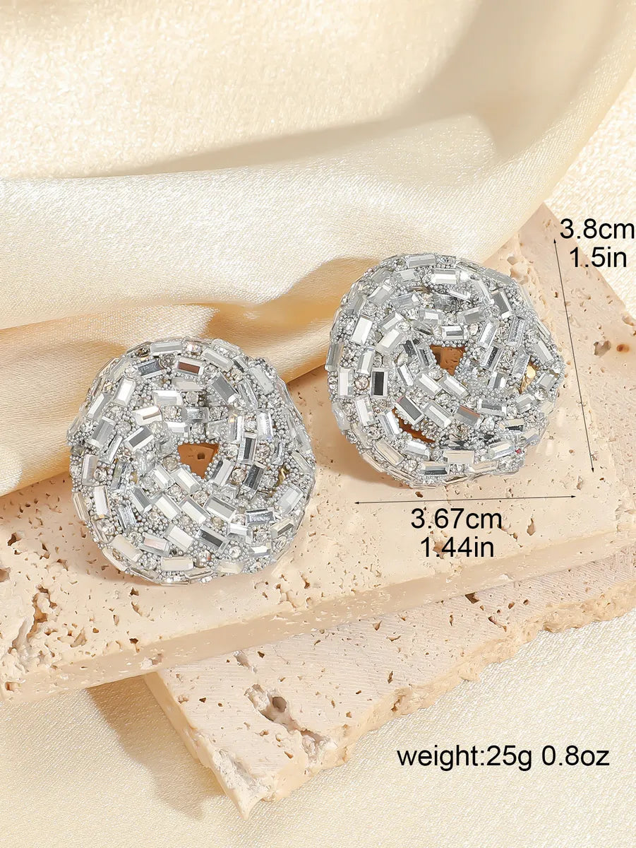 1 Pair Simple Style Geometric Water Droplets Rhinestone Ear Studs