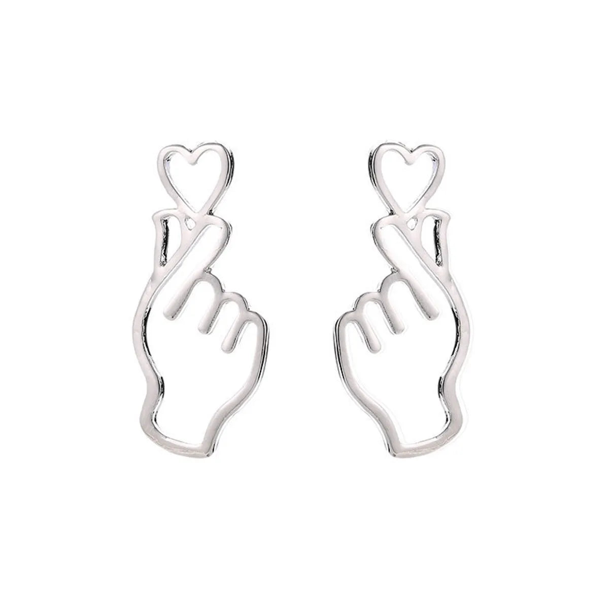 1 Pair Simple Style Gesture Heart Shape Alloy Plating Women's Drop Earrings