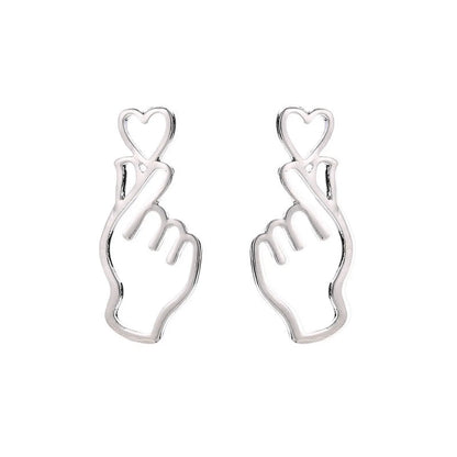 1 Pair Simple Style Gesture Heart Shape Alloy Plating Women's Drop Earrings