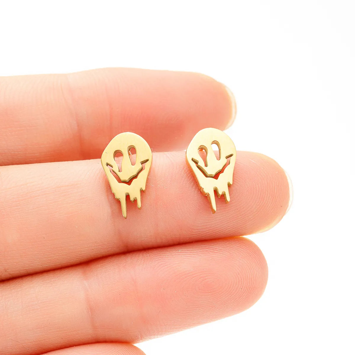 1 Pair Simple Style Ghost Polishing Plating Stainless Steel 18k Gold Plated Ear Studs