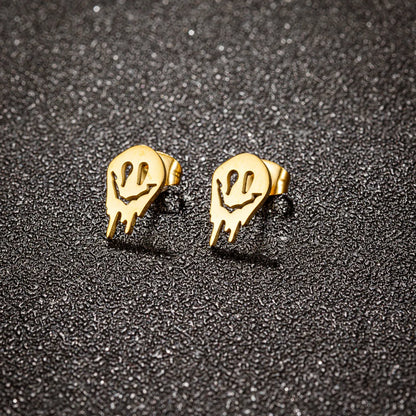 1 Pair Simple Style Ghost Polishing Plating Stainless Steel 18k Gold Plated Ear Studs