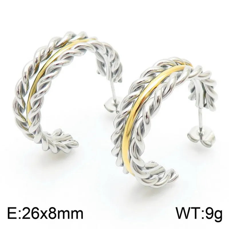 1 Pair Simple Style Grain 304 Stainless Steel 18K Gold Plated Ear Studs