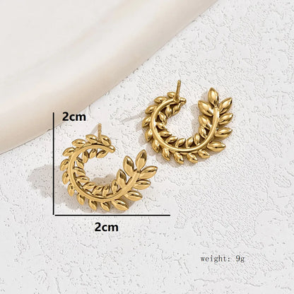 1 Pair Simple Style Grain Plating 201 Stainless Steel 18K Gold Plated Earrings Ear Studs