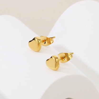 1 Pair Simple Style Heart Shape 304 Stainless Steel 18K Gold Plated Ear Studs