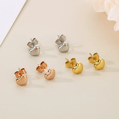 1 Pair Simple Style Heart Shape 304 Stainless Steel 18K Gold Plated Ear Studs