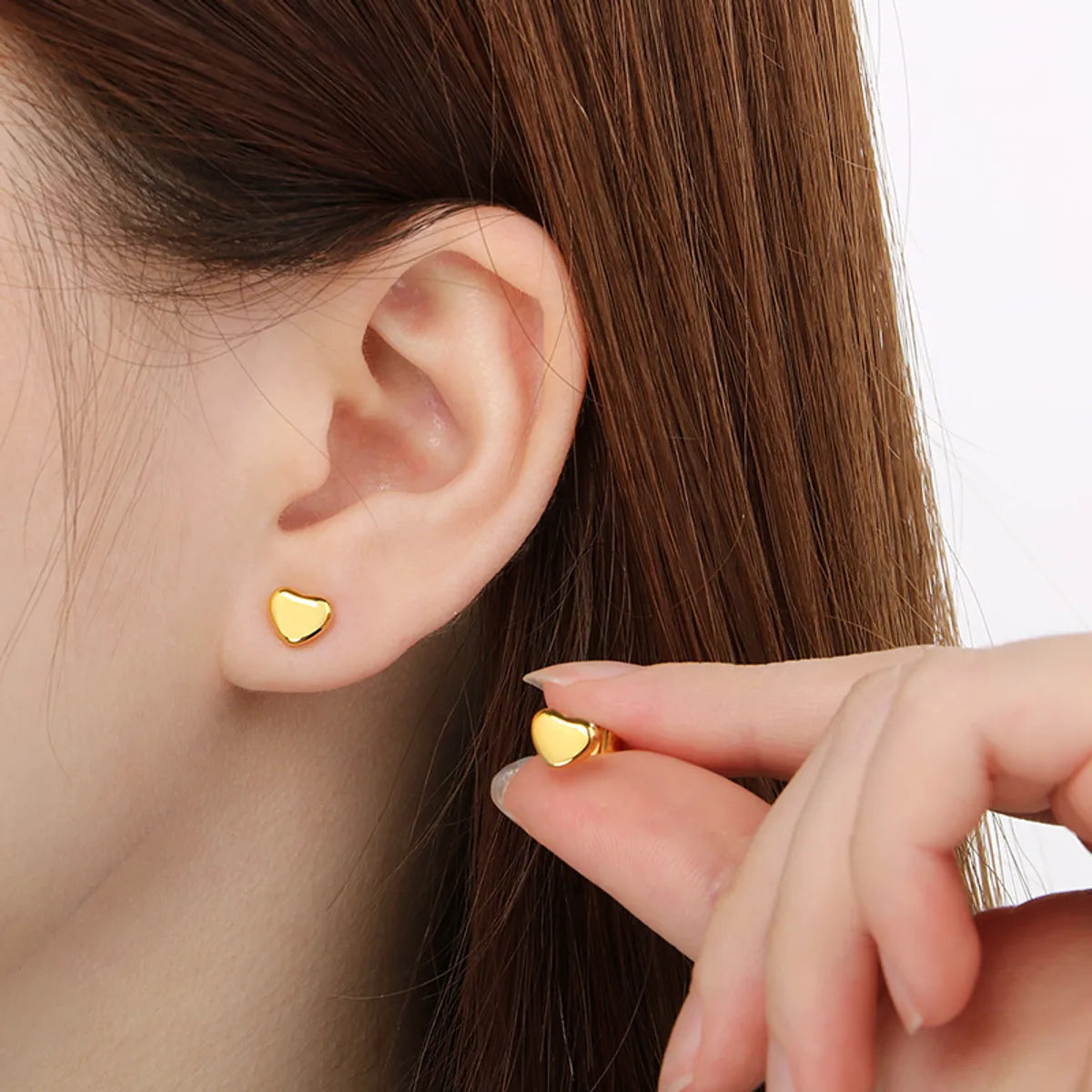 1 Pair Simple Style Heart Shape 304 Stainless Steel 18K Gold Plated Ear Studs