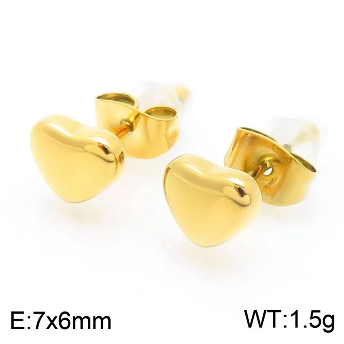 1 Pair Simple Style Heart Shape 304 Stainless Steel 18K Gold Plated Ear Studs