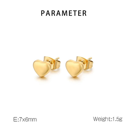 1 Pair Simple Style Heart Shape 304 Stainless Steel 18K Gold Plated Ear Studs