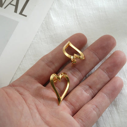 1 Pair Simple Style Heart Shape 304 Stainless Steel 18K Gold Plated Ear Studs