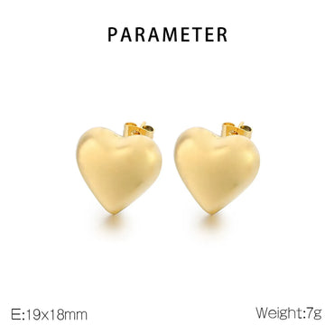 1 Pair Simple Style Heart Shape 304 Stainless Steel 18K Gold Plated Earrings