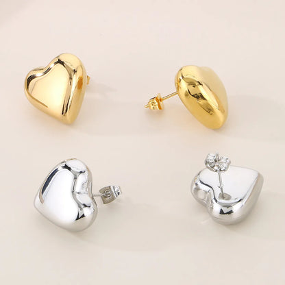 1 Pair Simple Style Heart Shape 304 Stainless Steel 18K Gold Plated Earrings