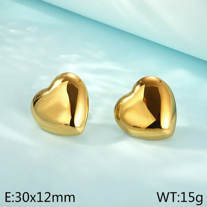 1 Pair Simple Style Heart Shape 304 Stainless Steel 18K Gold Plated Earrings