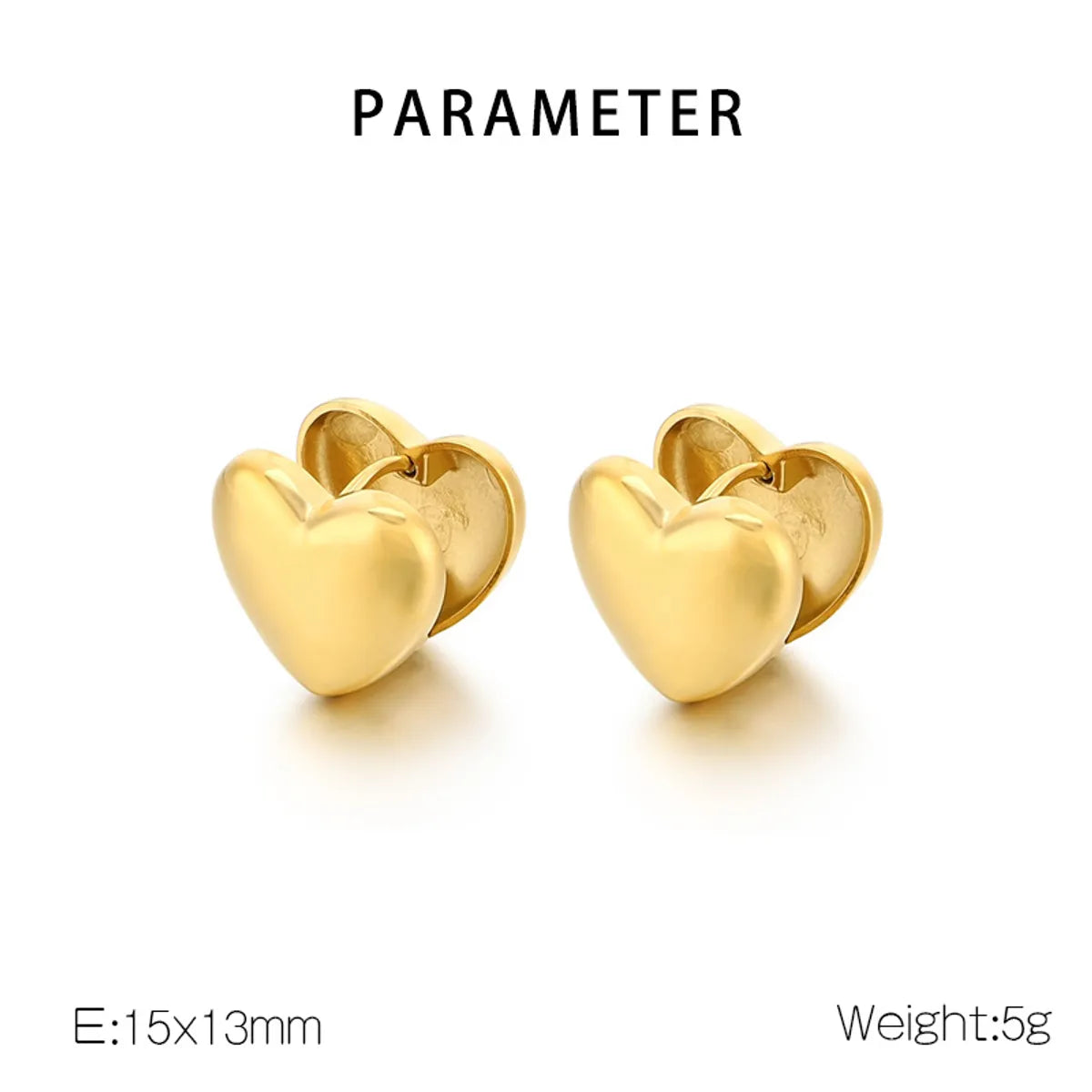 1 Pair Simple Style Heart Shape 304 Stainless Steel 18K Gold Plated Earrings