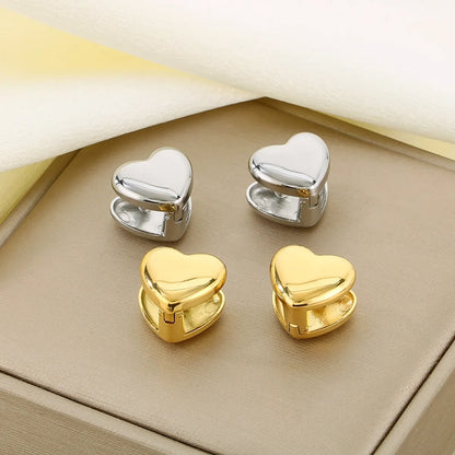 1 Pair Simple Style Heart Shape 304 Stainless Steel 18K Gold Plated Earrings