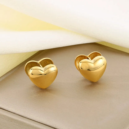 1 Pair Simple Style Heart Shape 304 Stainless Steel 18K Gold Plated Earrings