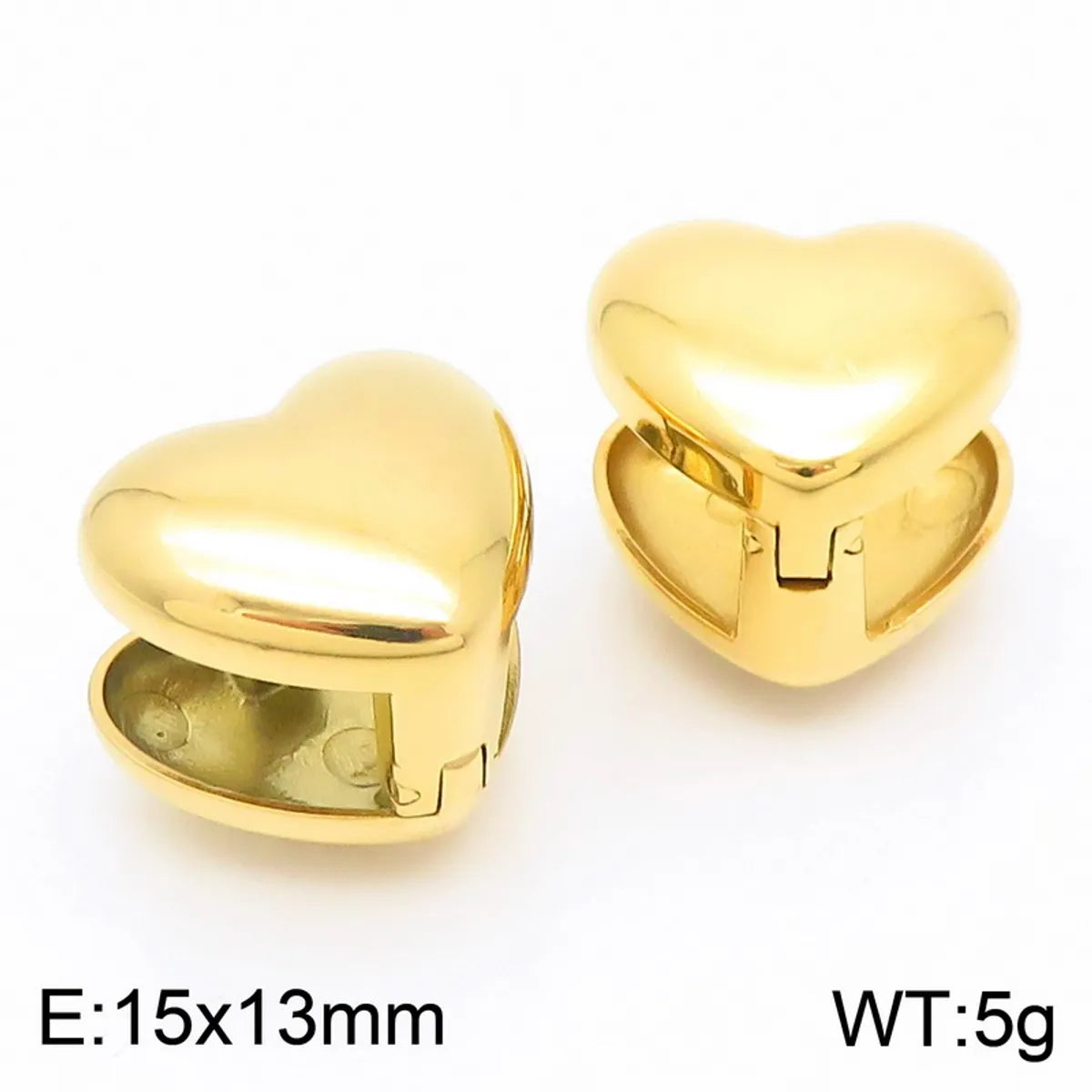 1 Pair Simple Style Heart Shape 304 Stainless Steel 18K Gold Plated Earrings