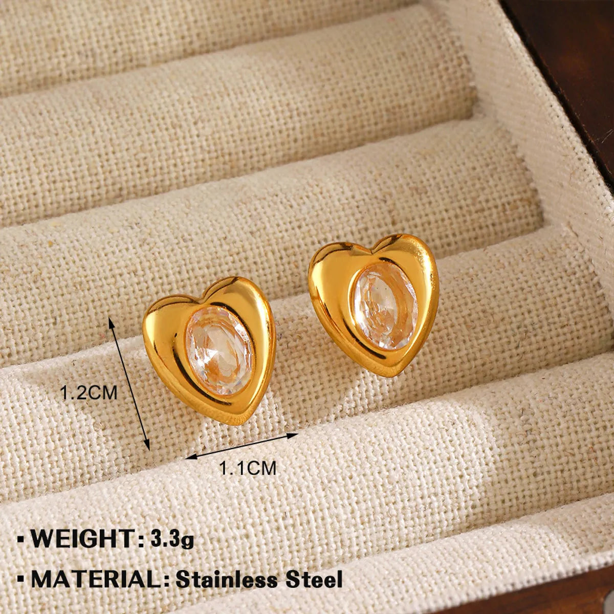 1 Pair Simple Style Heart Shape 304 Stainless Steel Ear Studs