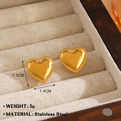 1 Pair Simple Style Heart Shape 304 Stainless Steel Ear Studs