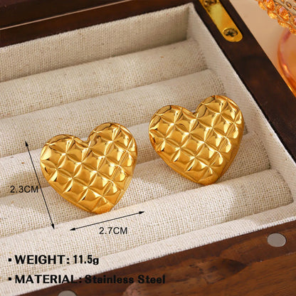 1 Pair Simple Style Heart Shape 304 Stainless Steel Ear Studs