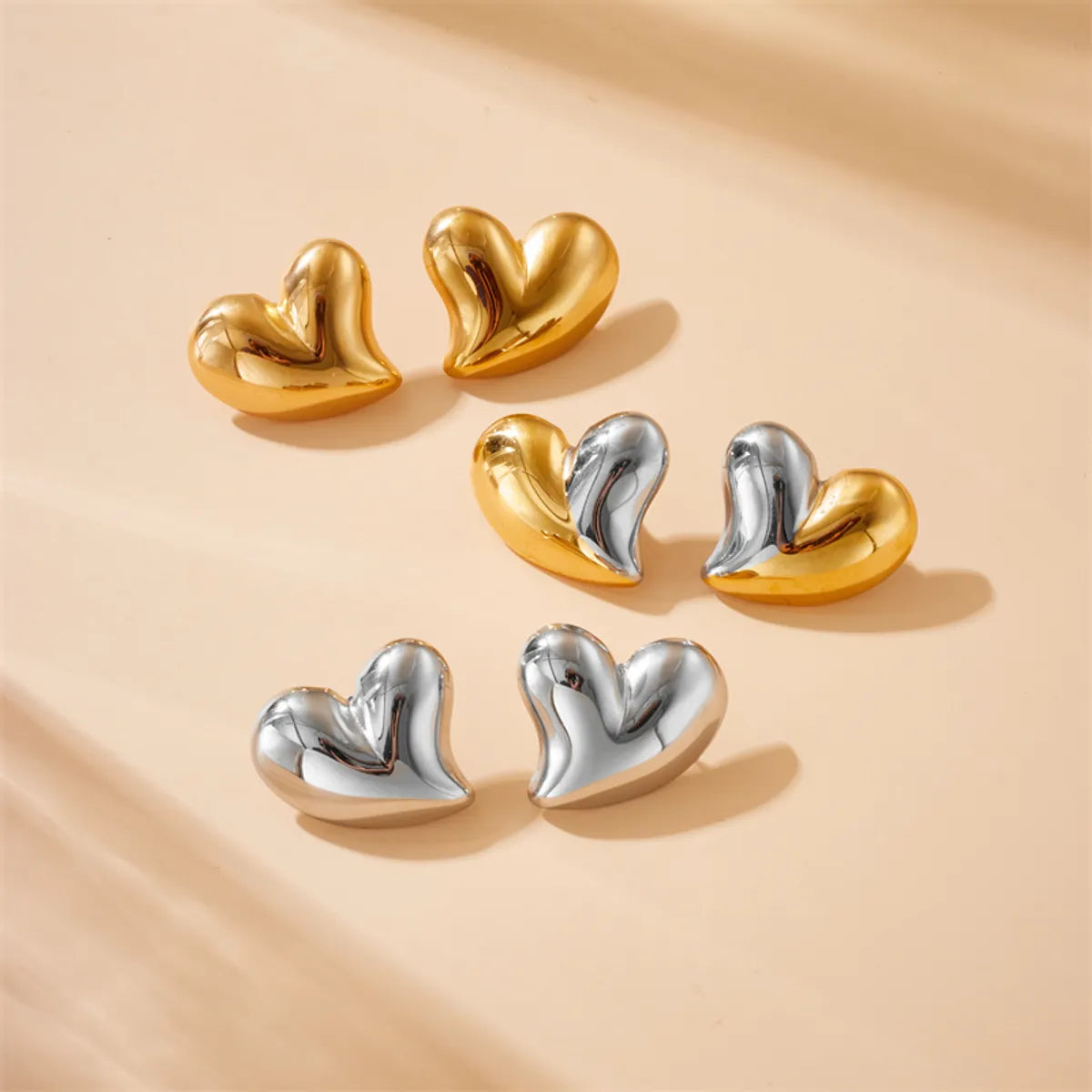 1 Pair Simple Style Heart Shape 304 Stainless Steel Ear Studs