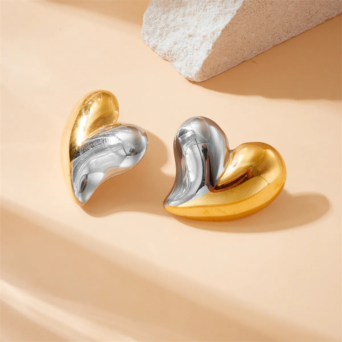 1 Pair Simple Style Heart Shape 304 Stainless Steel Ear Studs