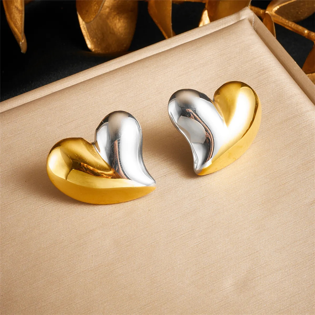 1 Pair Simple Style Heart Shape 304 Stainless Steel Ear Studs