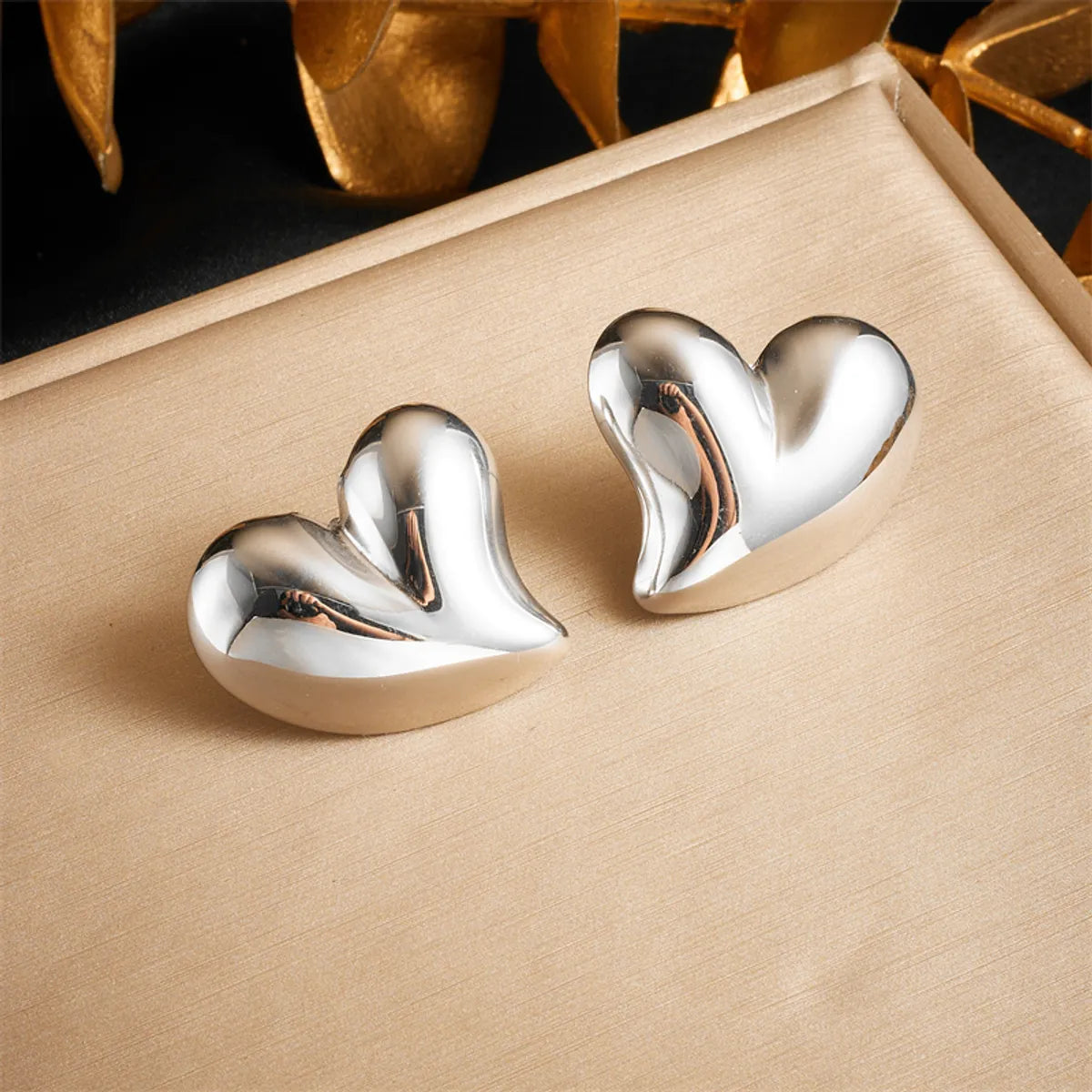 1 Pair Simple Style Heart Shape 304 Stainless Steel Ear Studs