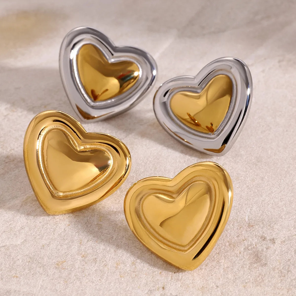 1 Pair Simple Style Heart Shape 304 Stainless Steel Ear Studs