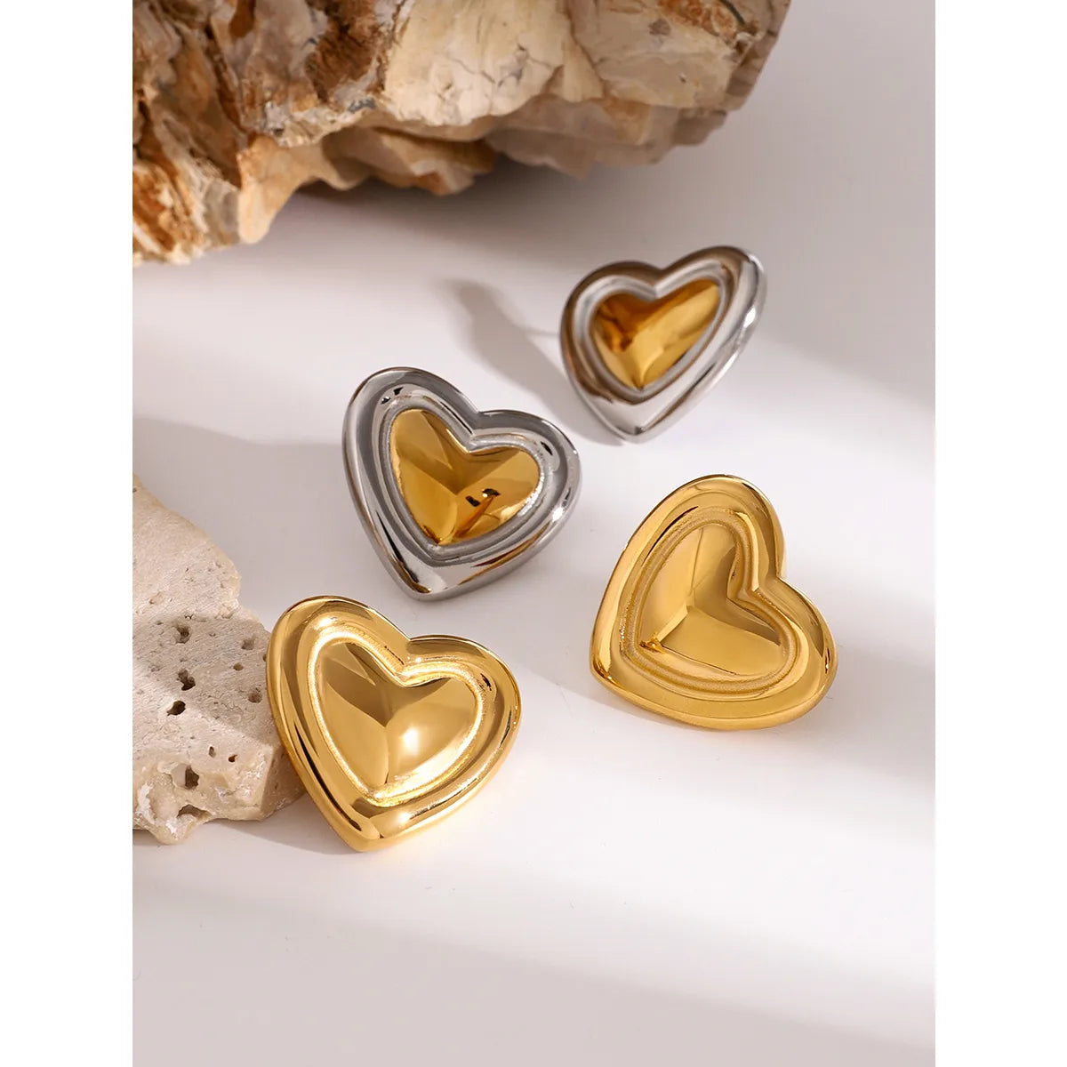 1 Pair Simple Style Heart Shape 304 Stainless Steel Ear Studs