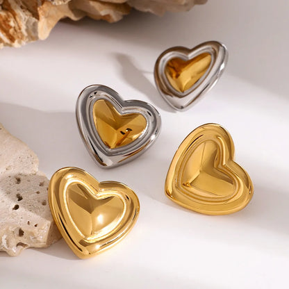 1 Pair Simple Style Heart Shape 304 Stainless Steel Ear Studs