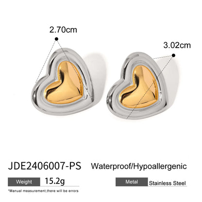 1 Pair Simple Style Heart Shape 304 Stainless Steel Ear Studs