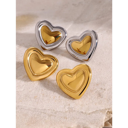 1 Pair Simple Style Heart Shape 304 Stainless Steel Ear Studs