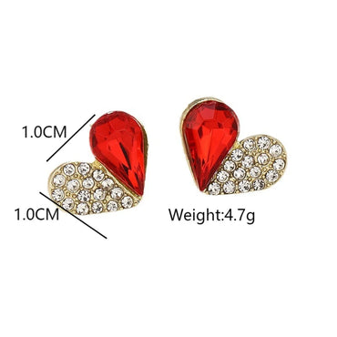 1 Pair Simple Style Heart Shape Alloy Diamond Ear Studs