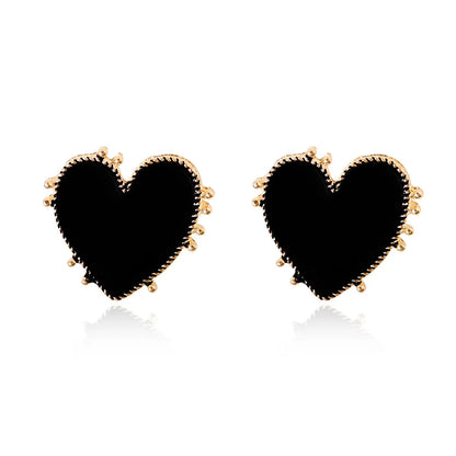 1 Pair Simple Style Heart Shape Alloy Enamel Plating Women'S Ear Studs