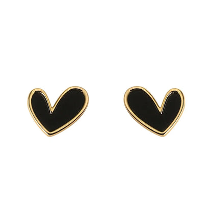 1 Pair Simple Style Heart Shape Alloy Enamel Women's Ear Studs