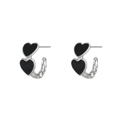 1 Pair Simple Style Heart Shape Alloy Heart Enamel Women's Earrings