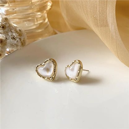 1 Pair Simple Style Heart Shape Alloy Plating Women'S Earrings