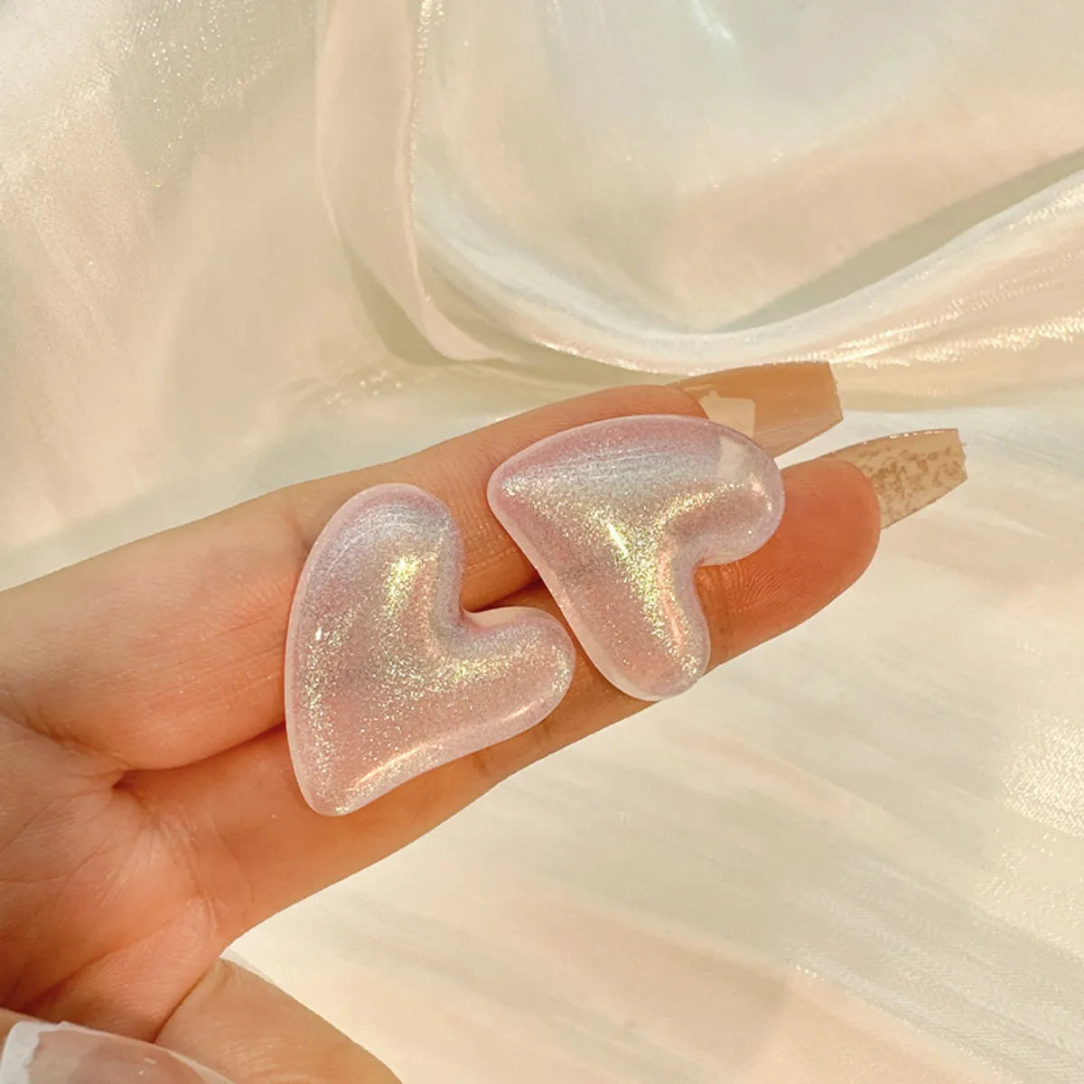 1 Pair Simple Style Heart Shape Arylic Plating Women'S Earrings